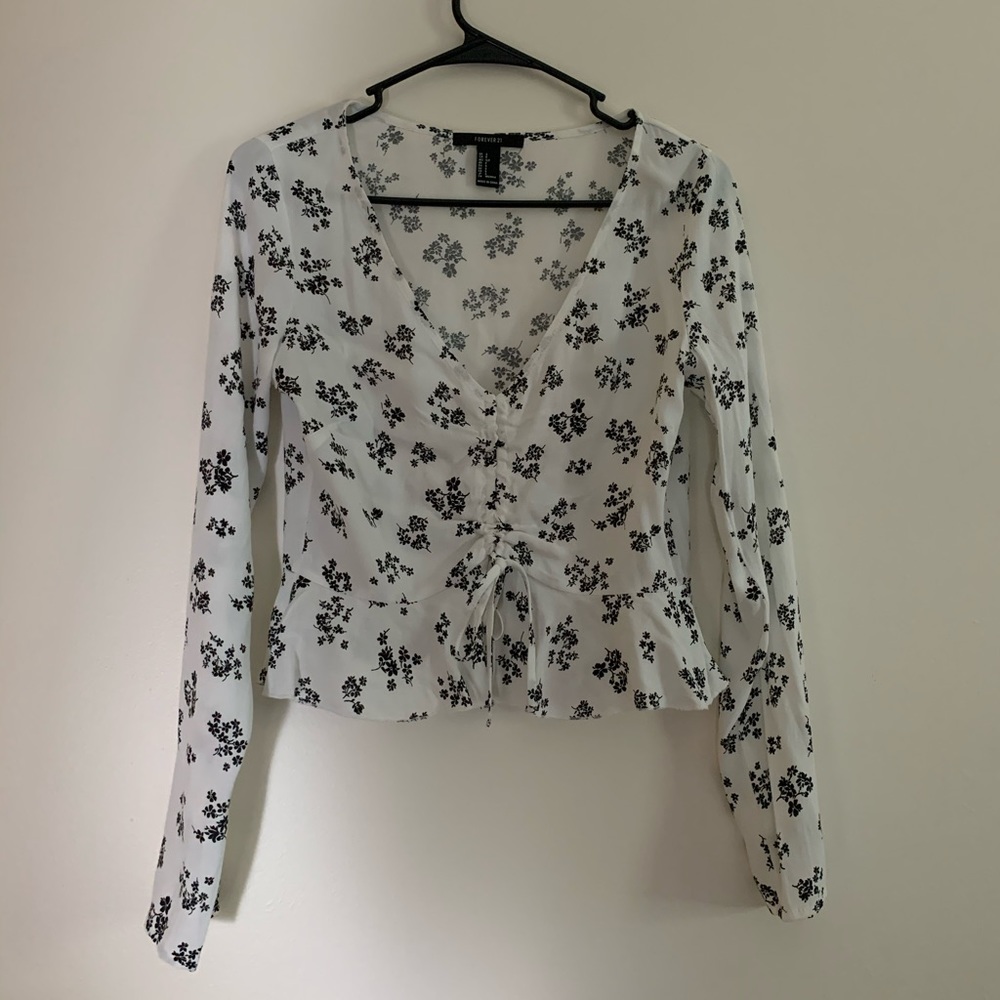 Long Sleeve Blouse Crop Top